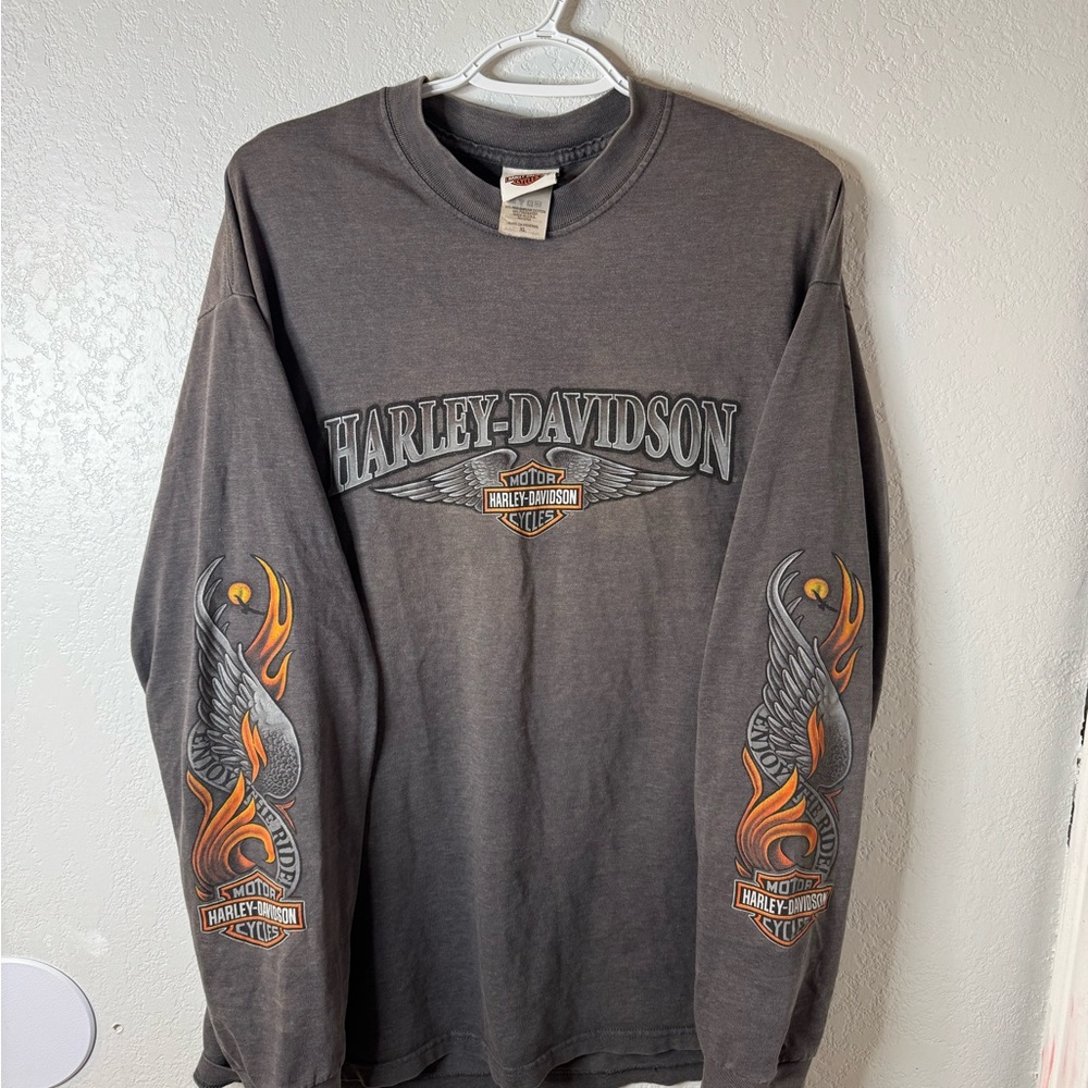 Harley-Davidson Gray Long Sleeve Tee with Tribal Graphics